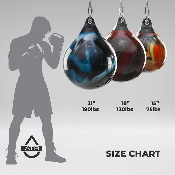 Saco de boxeo Aqua de 18" y 120 lb - Ojo negro