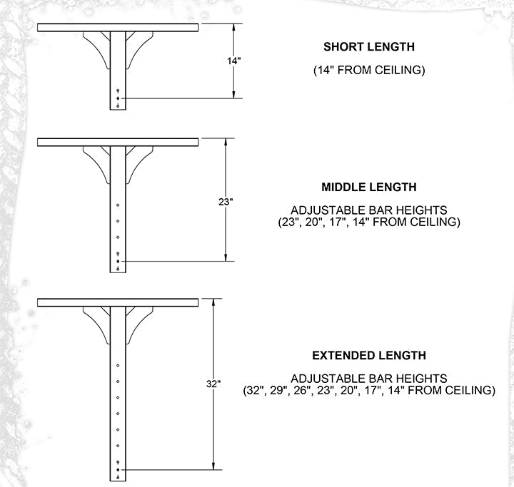 Ceiling / Wall Pull Up Bar Short Length